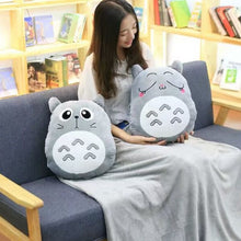 Load image into Gallery viewer, Cute My Neighbor Pillow Blanket 3in1 dual-use hand warm high quality coral velvet blanket special gift fot kids friends