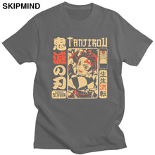Load image into Gallery viewer, Vintage Demon Slayer T shirt Men Short Sleeve Kimetsu no Yaiba Nezuko T-shirt Tanjiro Kamado Casual Cotton Manga Anime Tee Gift
