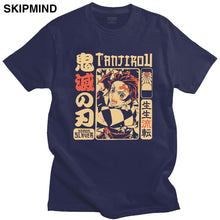 Load image into Gallery viewer, Vintage Demon Slayer T shirt Men Short Sleeve Kimetsu no Yaiba Nezuko T-shirt Tanjiro Kamado Casual Cotton Manga Anime Tee Gift
