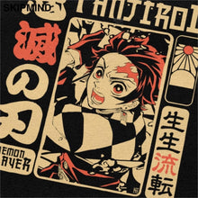 Load image into Gallery viewer, Vintage Demon Slayer T shirt Men Short Sleeve Kimetsu no Yaiba Nezuko T-shirt Tanjiro Kamado Casual Cotton Manga Anime Tee Gift
